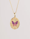 Collar Medallion Butterfly Rose Baño Oro