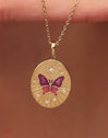 Collar Medallion Butterfly Rose Baño Oro