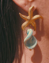 Pendientes Starfish Wave Acero Baño Oro