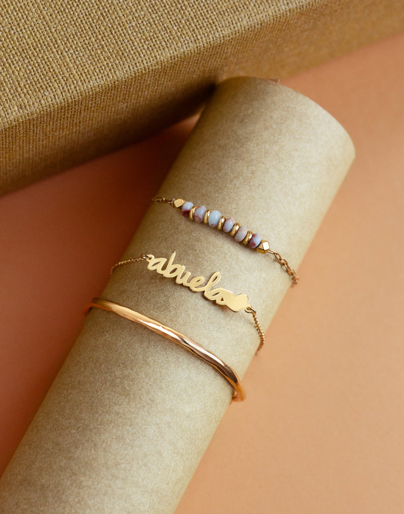 Abuela Heart Armband Silber, vergoldet