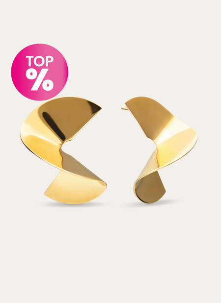 Big Swirl Stainless Steel Gold Earrings 