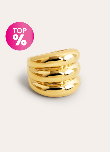 Dune Stainless Steel Gold Ring 
