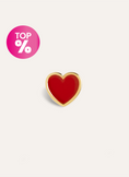 Boucle D’oreille à L’unité Heart Rouge Enamel Argent Plaqué Or