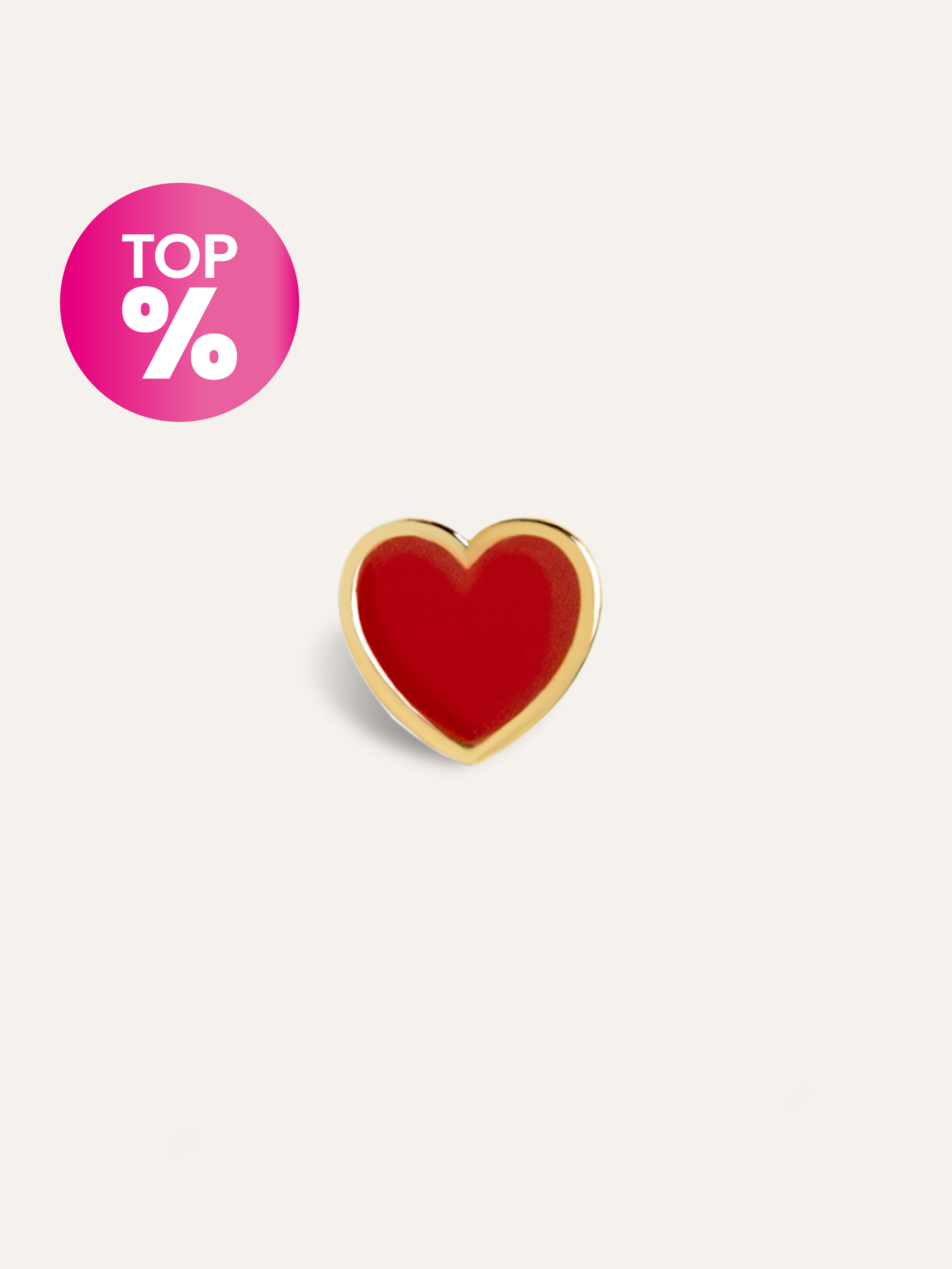 Heart Red Enamel Gold Single Earring