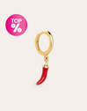 Brinco de Argola Individual Chili Enamel Prata Banho de Ouro