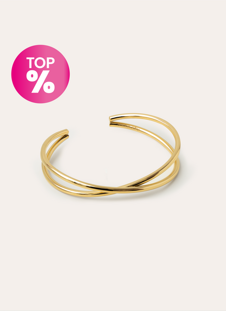 Brazalete Cruzado Acero Baño Oro