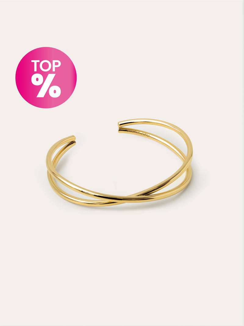 Bracelete Cruzado Aço Banho de Ouro