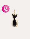 Charm Salem Chat Enamel Black Plaqué Or