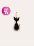 Charm Salem Chat Enamel Black Plaqué Or