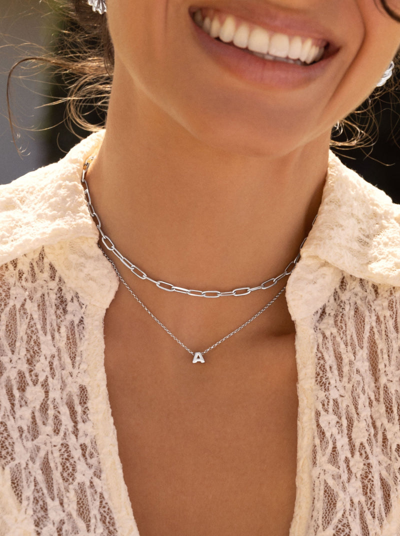 Single Letter Personalisierte Halskette Silber