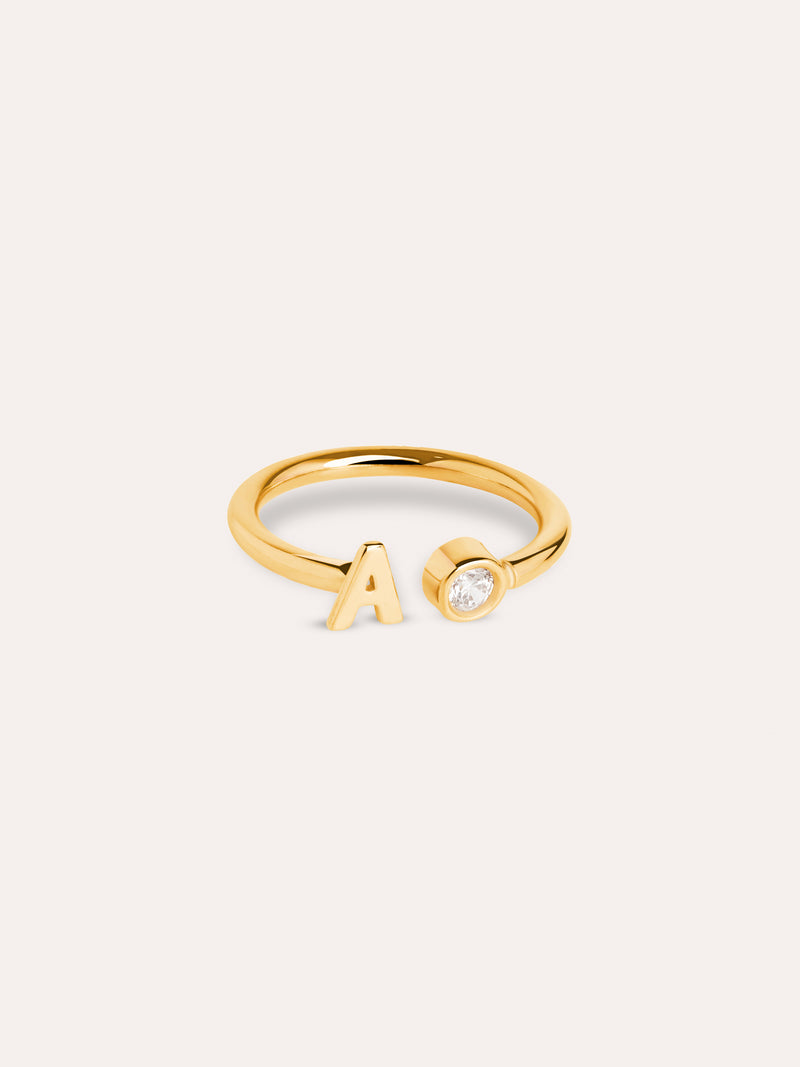 Personalisierter Letter Spark Ring Silber, vergoldet
