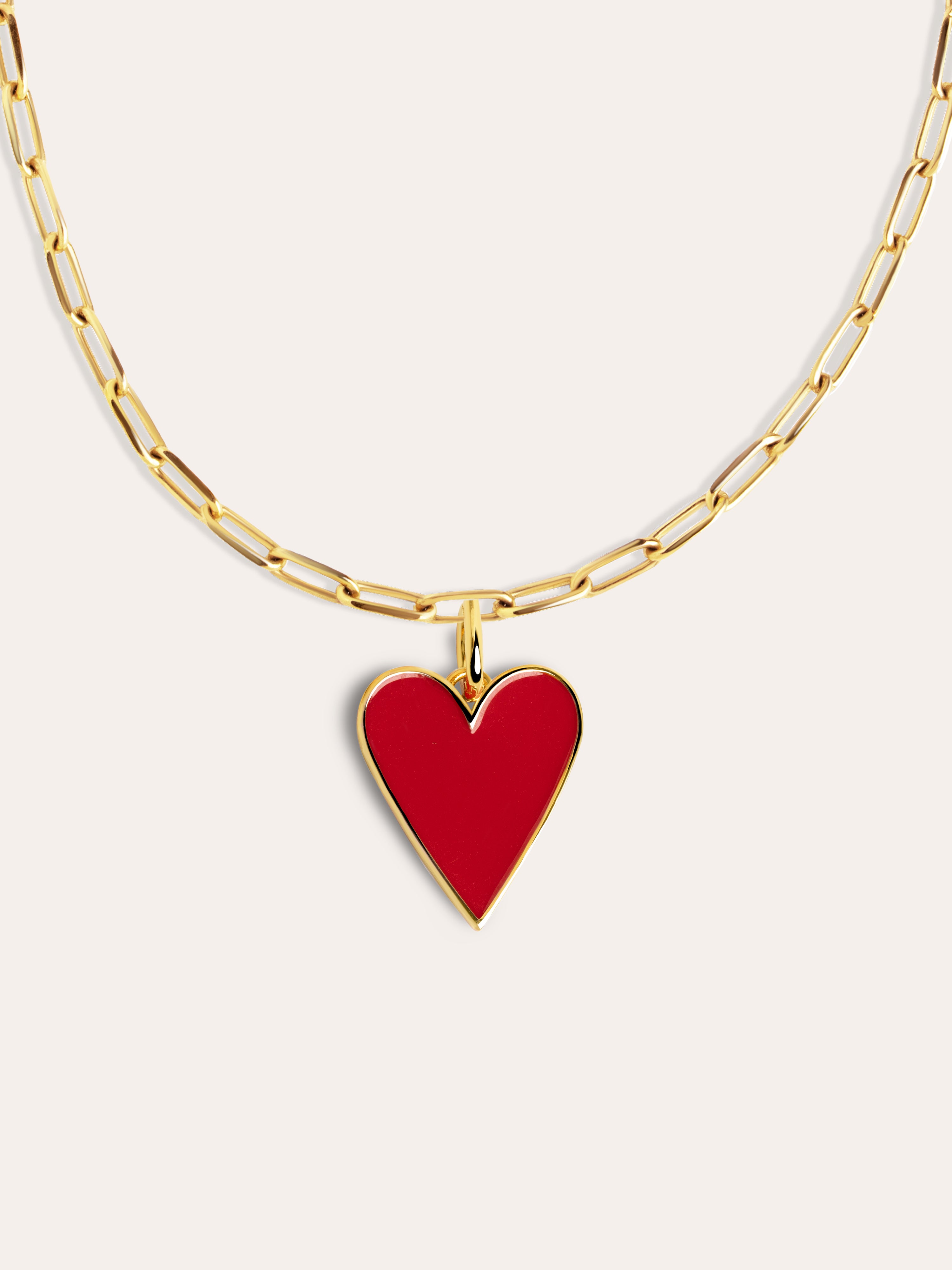 Collar Lovely Heart Red Enamel Baño Oro