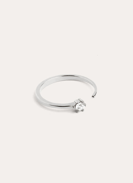 Anillo Story De Latón Bañado En Rodio - Joya Entrelazada Elegante Para Mujer, Tallas 10-18