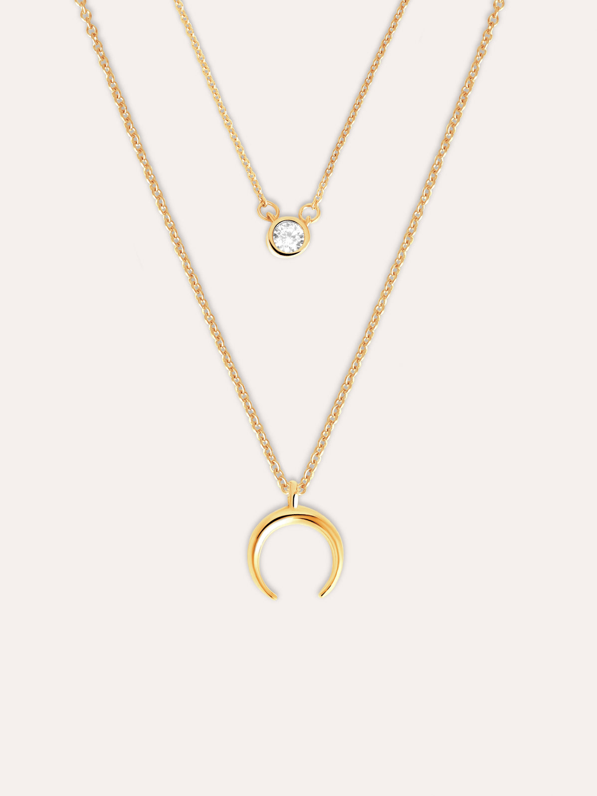 SINGULARU Collana Mini Moonset: Acciaio Placcato Oro 18K, Pendente Luna In Madreperla - Gioiello Donna, 45 Cm