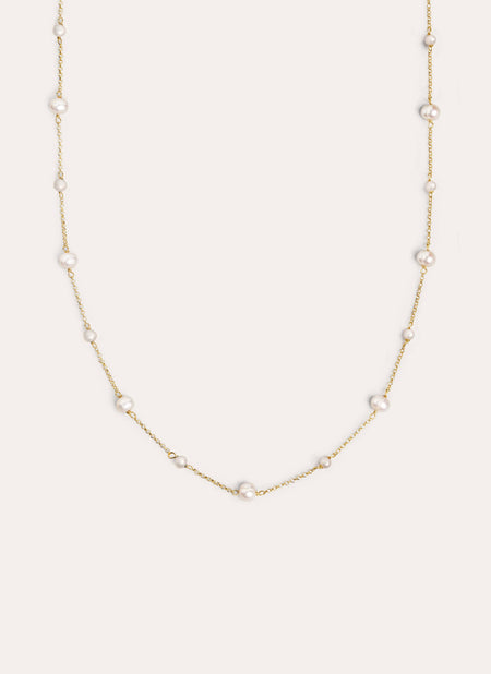 Collar Pearl & Pearls Plata Baño Oro