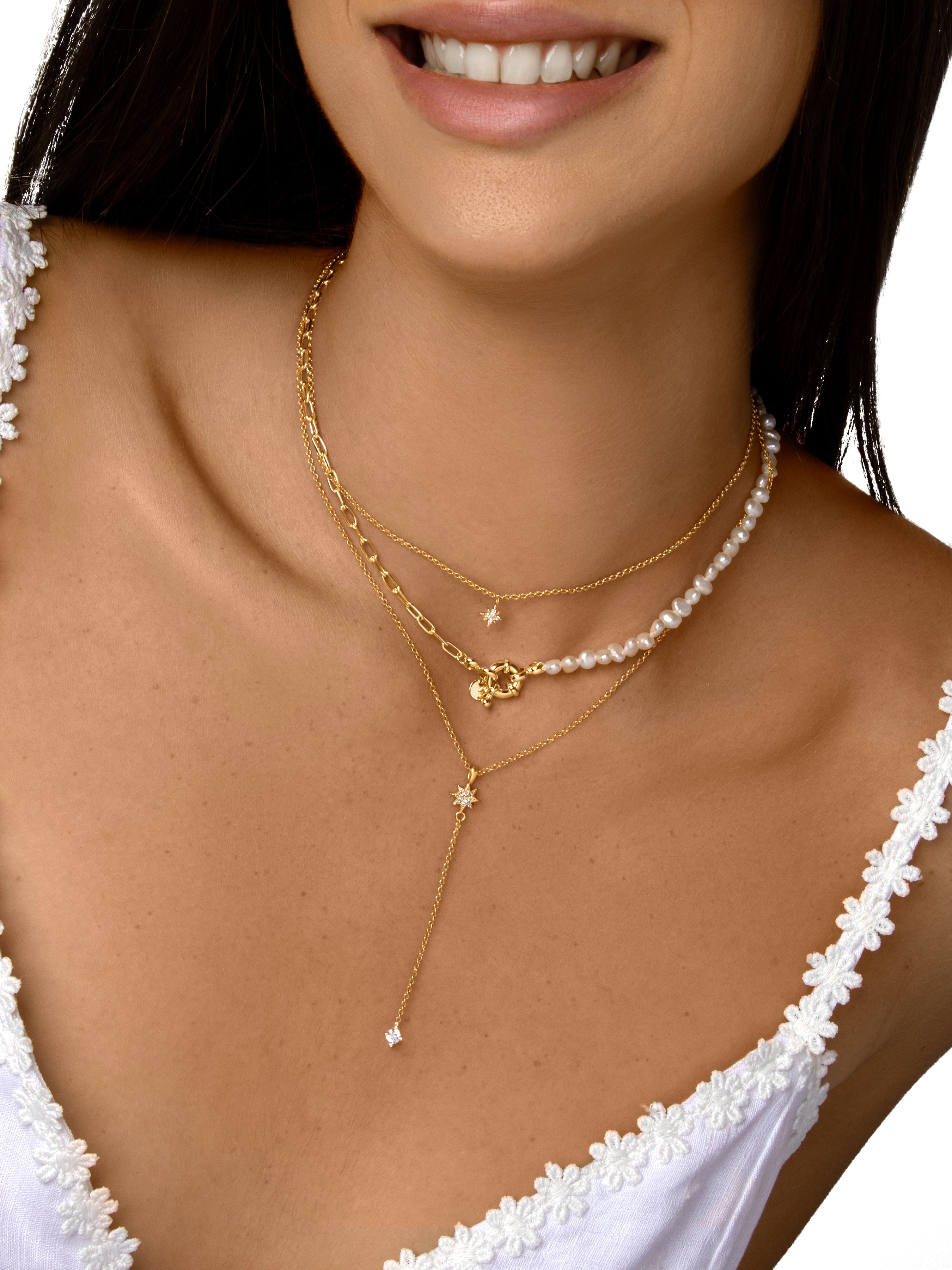 Detallado Canadá clásico Collar Y Polar Star Plata Baño Oro – SINGULARU