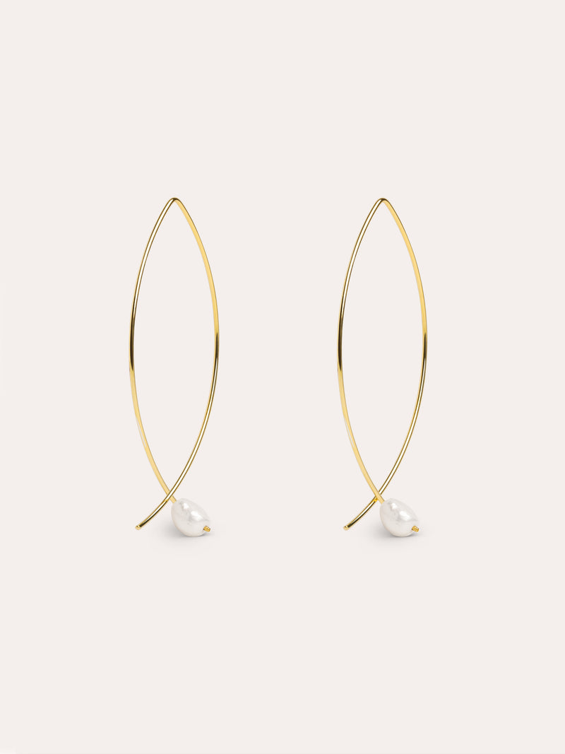 Brincos Arch Bean Pearl Prata Banho de Ouro