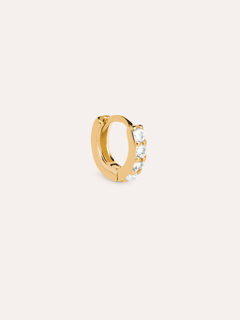 Brinco de Argola Individual Cleo S Prata Banho de Ouro